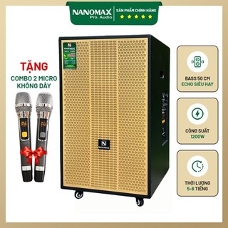 Loa kéo nanomax sk-18g7 bass 50cm - công suất 1200w - kèm 2 micro không dây cầm tay