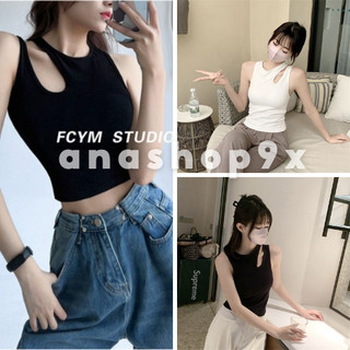 Áo ba lỗ nữ khoét vai ôm body, áo ba lỗ basic nữ form dài dây mảnh Anashop9x