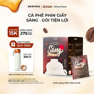 Cà Phê Sáng Phin Giấy - Hộp 100gr (10 Túi) - Không Đường Sữa - Cafe Nguyên Chất Cao Cấp Chính Hãng Ban Me Gold - Rexsun