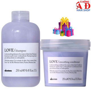 Bộ dầu gội xả suôn mượt, chăm sóc tóc duỗi thẳng davines love smoothing italy 250ml