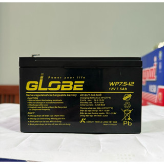 Bình ắc quy lưu điện ups, bình xịt thuốc globe PA 12-7.5 | 12V - 7.5Ah