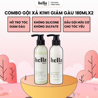 Bộ Dầu Gội Xả Sạch Gàu Kiwi 180g Hella Beauty Cho Tóc Tẩy Nhuộm Kháng Khuẩn Da Đầu Dưỡng Mượt Bồng Bềnh - Combo 2 chai
