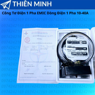 Công tơ điện emic 1 pha 2 dây dòng điện 10a đồng hồ điện có kiểm định và không kiểm