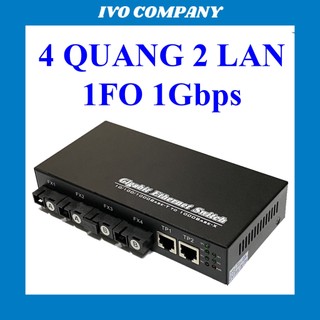 Thiết Bị Chuyển Đổi Quang Điện 1 Sợi Media Converter 1FO 4 Quang 2 LAN 1Gbps