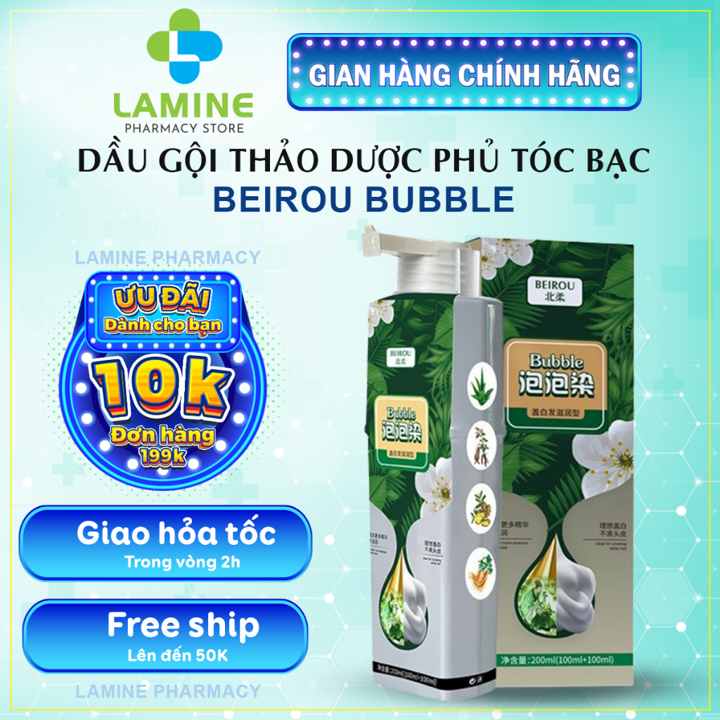 Dầu Gội Thảo Dược Phủ Tóc Bạc, Đổi Màu Tóc Beirou Bubble - Beirou Bubble Phủ Đen Tóc Bạc, Thay Đổi Màu Tóc, Dưỡng Tóc