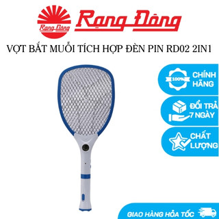 Vợt bắt muỗi điện tử Rạng Đông RD02 2 trong 1 - Vợt bắt muỗi, bắt côn trùng kết hợp đèn pin tháo rời - An toàn, tiện lợi