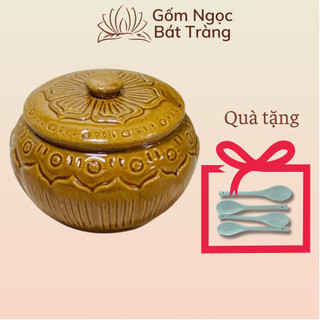 Âu đựng mỡ bằng sứ, liễn đựng mỡ, hũ đựng mỡ, âu mỡ sành, niễng đựng mỡ, hũ muối dưa cà, thố đựng mỡ NÂU DA LƯƠN