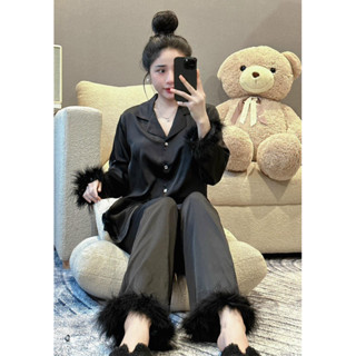 [Rẻ vô địch] Sét bộ ngủ pijama tay lông mềm mại chất lụa latin mềm mịn siêu sang (freesize 40-60kg)