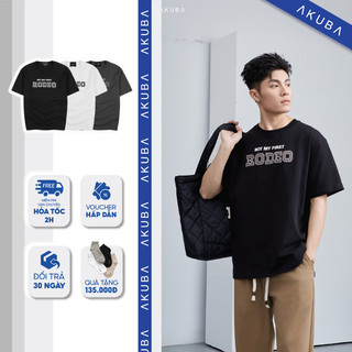 Áo thun tay ngắn nam AKUBA, form oversize, chất vải cotton dày dặn, co giãn tốt, dễ thấm hút mồ hôi | 02KP0947