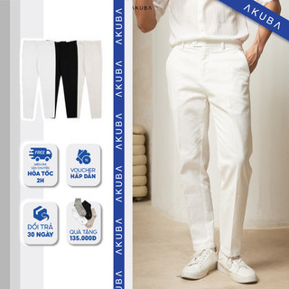 Quần kaki nam AKUBA form slimfit, chất vải cotton bền, thoáng mát, thấm hút mồ hôi tốt, dễ dàng vận động | 02KP0954