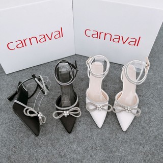 Giày cao gót nữ đính nơ tiểu thư carnaval siêu sang gót cao 7cm, mũi nhọn đi chơi, đi tiệc