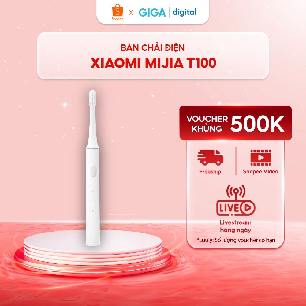 Bàn Chải Điện Xiaomi Mijia T100 - Bàn Chải Đánh Răng Điện Dễ Dàng Mang Theo - Làm Sạch 2 Phút - Chống Nước Ipx7