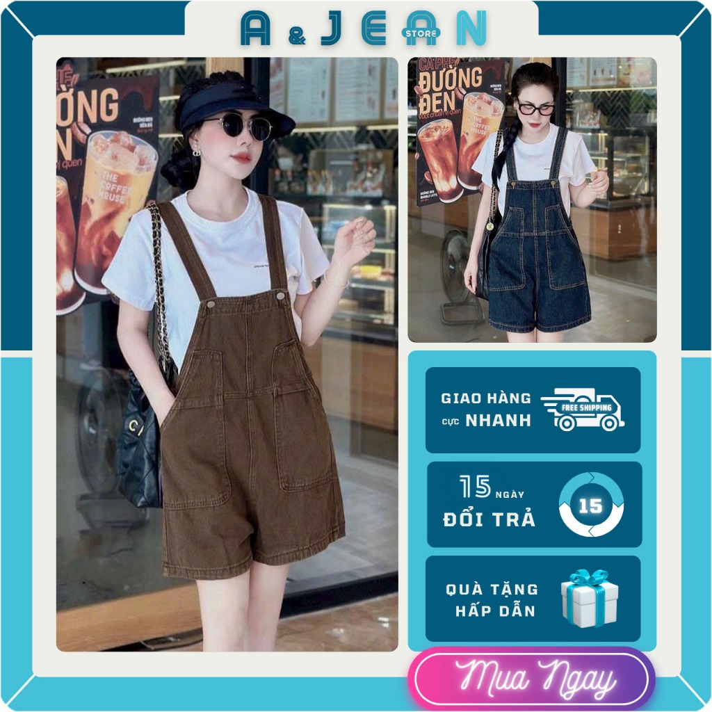 Yếm jean quần short đùi nữ nhiều màu | A&JEAN STORE