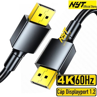 Cáp Displayport 1.2 4K@60Hz Trơn Đen Đầu Mạ Vàng 24K Dòng Cao Cấp