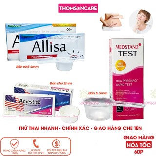 Que thử thai chính xác, che tên, bản nhỏ, bản to 4mm và 5mm, test thử thai nhanh, chuẩn