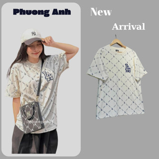 Áo Thun M.L.B form rộng Nam Nữ Áo chữ chéo thêu phuonganh18
