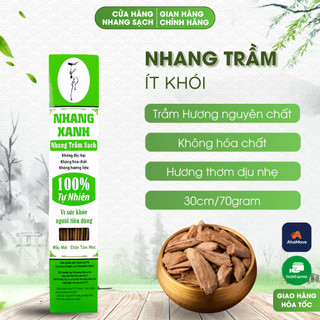 Nhang Trầm Hương Nhang Xanh 30cm - 100% Tự Nhiên, An Toàn Cho Sức Khỏe - Hộp 70g