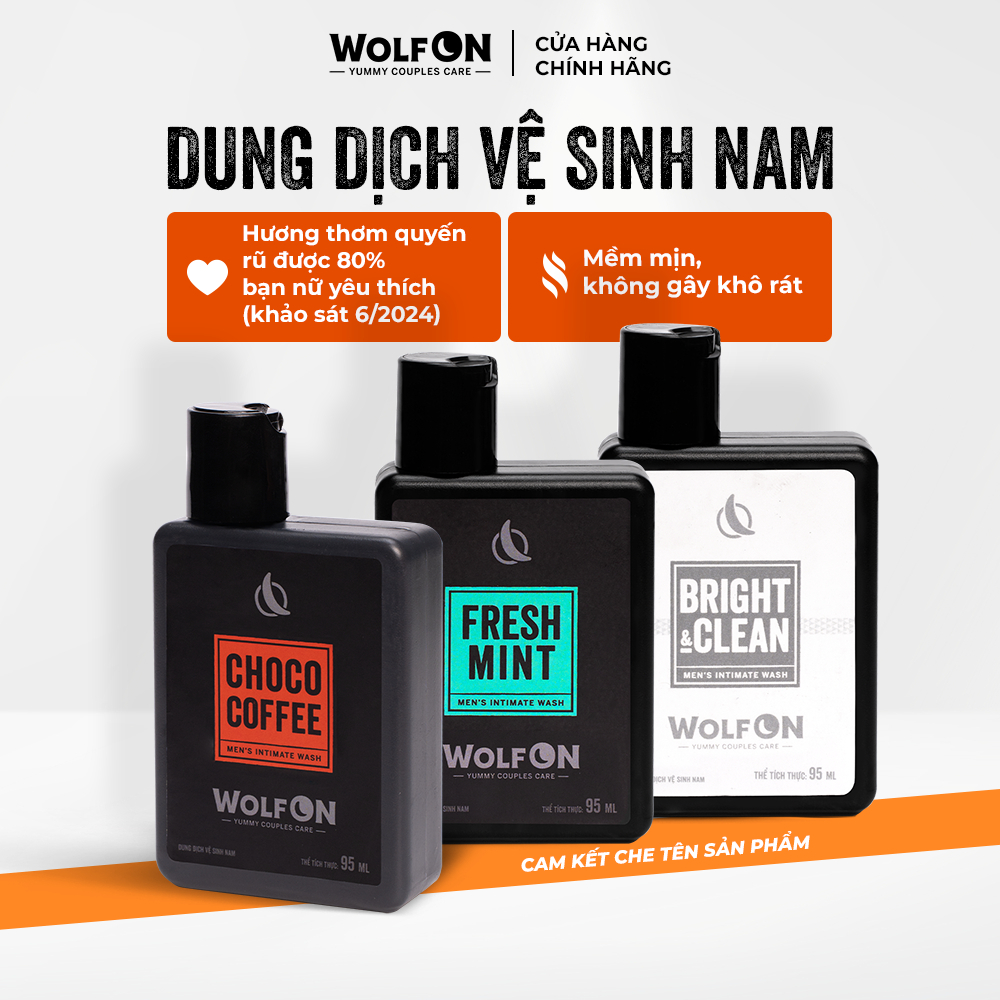 Dung Dịch Vệ Sinh Nam Giới Wolf ON Hương Thơm Nam Tính Khử Mùi Sạch Khuẩn 95ml