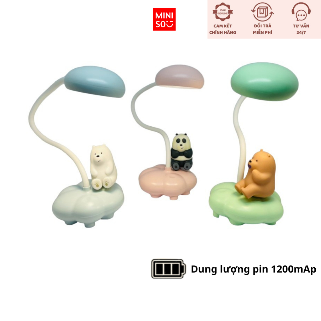 Đèn led để bàn bảo vệ mắt hình We bare bears chính hãng Miniso 1200mAp