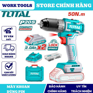 Total máy khoan không chổi than dùng pin 20v kèm pin sạc tdli20508