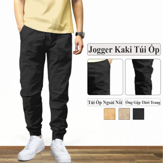 Quần jogger nam kaki túi ốp vicenzo cạp chun bo gấu, quần dài kaki jogger nam