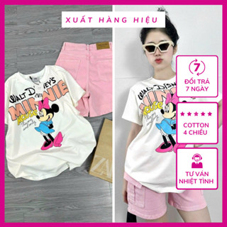 Set chân váy quần hồng Mickey Zara xuất xịn 2024 phông vnxk cotton xịn co giãn 4 chiều skort jean