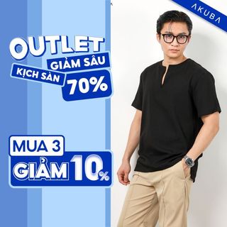 [TRỢ GIÁ] Áo linen nam tay ngắn trơn AKUBA form regular, vải linen nhẹ, thấm hút cực tốt, co giãn tốt thoáng mát 02B0288