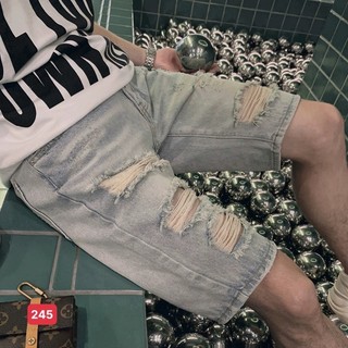 Quần short jean nam màu xanh rách chất bò - quần short jean lửng nam co giãn thời trang cao cấp Tp_shop_87 ms217