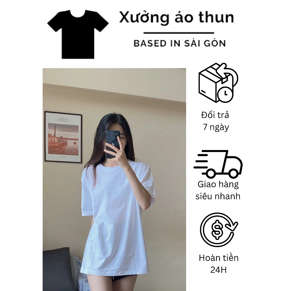 Áo thun Mỹ KIRKLAND TRẮNG ĐEN UNISEX nam nữ - XƯỞNG ÁO THUN SG
