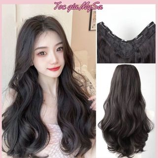 Tóc giả nửa đầu gợn sóng hàn quốc, Tóc giả kẹp nửa đầu xoăn lơi giúp phồng tóc, dài tóc tự nhiên