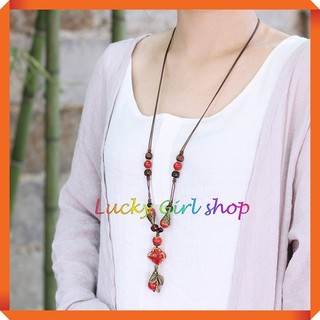Vòng cổ, dây đeo cổ handmade gắn đá màu phong cách bohemian - lucky girl shop nha trang