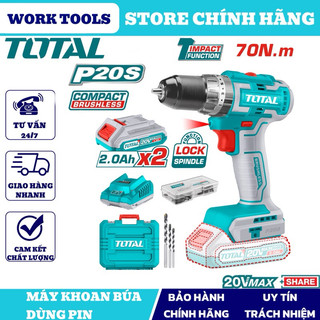Total máy khoan búa không chổi than dùng pin 20v tidli20508