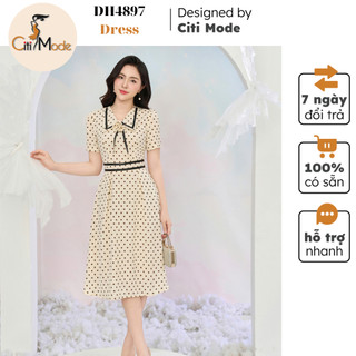 Đầm công sở CITI MODE FASHION thiết kế dáng xoè chấm bi cổ bẻ DH4897