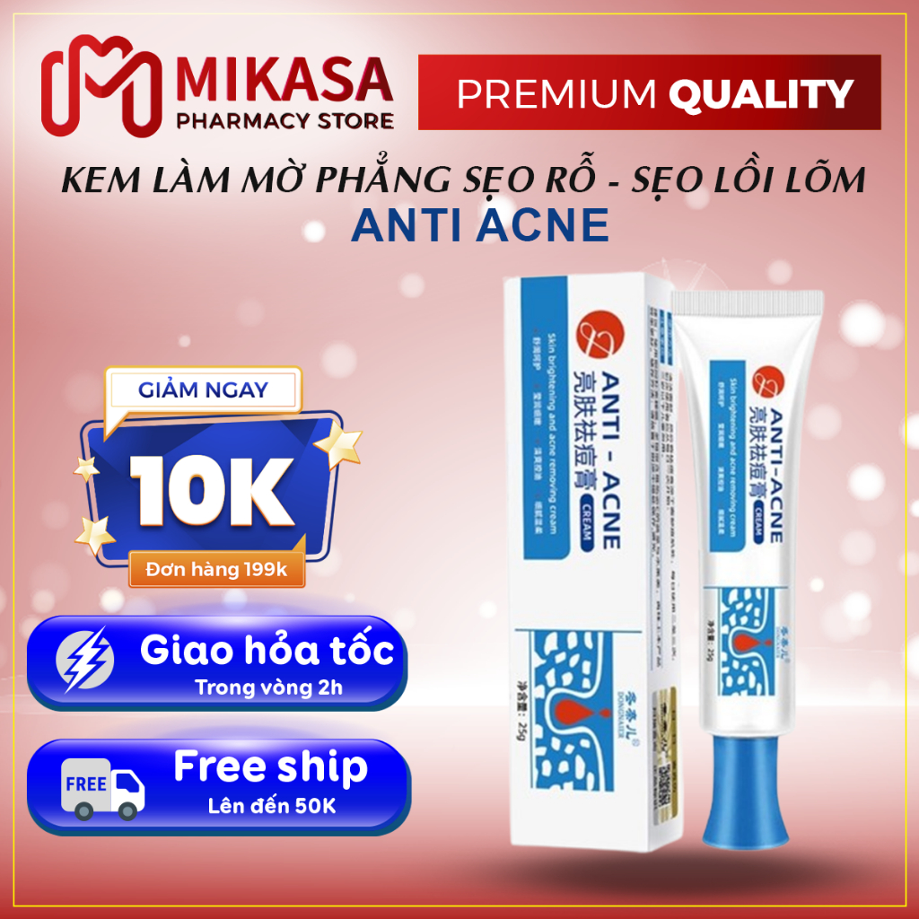 Kem Mờ Sẹo Rỗ, Sẹo Lõm Anti Acne - Kem Anti Acne Lành Sẹo Rỗ, Sẹo Lõm, Sẹo Lâu Năm, Phục Hồi Chăm Sóc Da Sẹo