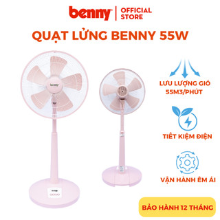 Quạt lửng benny bf-45sl, màu hồng, 55w, 16 inch , 5 cánh, chạy êm ru - hàng chính hãng