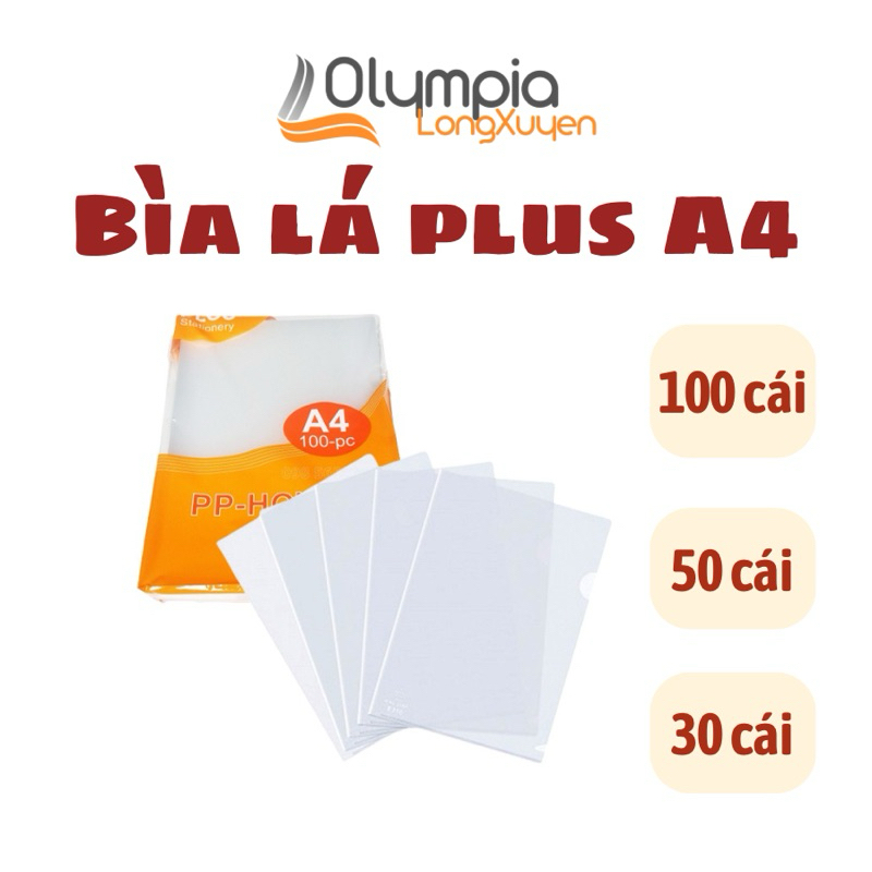 Combo 100 bìa lá Plus, túi đựng tài liệu, file hở góc bìa lá khổ A4 trắng - Túi bìa lá hở góc đựng t