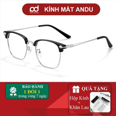 Gọng kính cận thời trang nam nữ ANDU dáng brownline chống tia UV chất liệu kim loại cao cấp - 9558