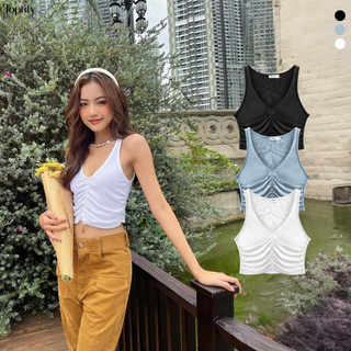 Áo croptop nữ body sát nách TOPTIFY kiểu cổ tim nhún ngực sát nách Dora Top AC55