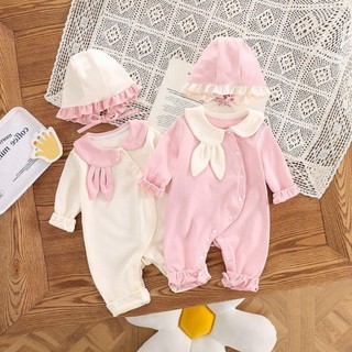  Bodysuit cho bé Body dài tay bé gái áo liền quần trẻ sơ sinh CỔ SEN TAI THỎ SLT121