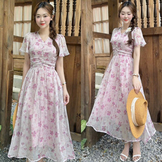 Đầm voan hoa _ đầm thiết kế nhiều form size m.l.xl.2xl