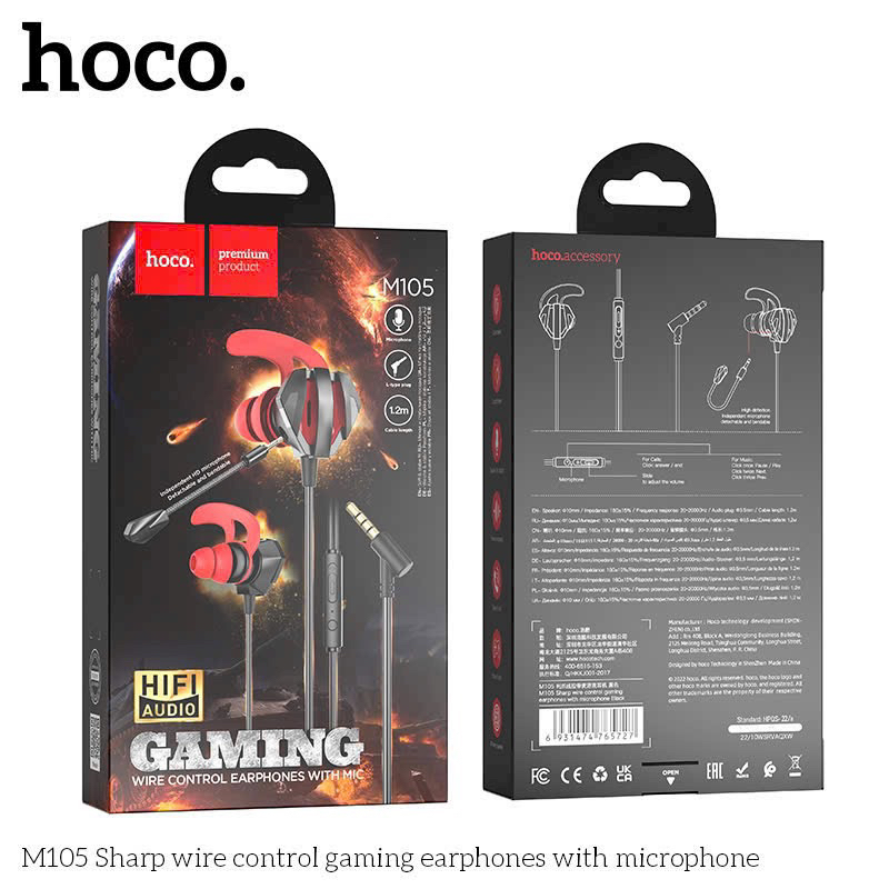 Tai nghe chơi game hoco M105 gaming wire control earphone with mic hoả tốc TPHCM