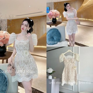 Váy đầm ren trắng cổ chữ U cúp ngực, váy ren body ôm dáng, thiết kế cao cấp sang chảnh dự tiệc cưới cô dâu, váy cô dâu