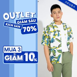 [TRỢ GIÁ] Áo sơ mi nam tay ngắn họa tiết hoa AKUBA form oversize, chất liệu mango vải nhẹ, mát, thấm hút tốt | 02B464