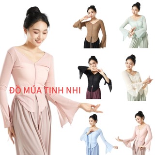 [Có Sẵn] Áo lưới múa đương đại A307 - Đồ Múa Tịnh Nhi Áo tay dài loe - Tập múa truyền thống