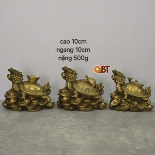 Tượng Long Quy Cõng Con - Cõng Vàng - Gậy Như Ý bằng đồng phong thủy