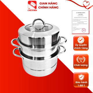 Nồi hấp xửng ba tầng Chockmen 28cm inox 18/10 cao cấp an toàn, phù hợp với mọi loại bếp
