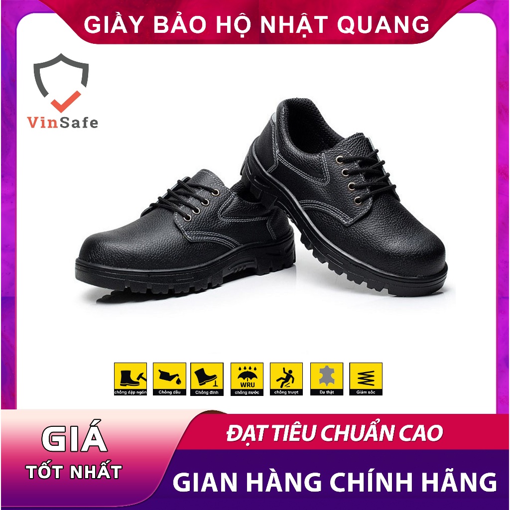 Giày Bảo Hộ Lao Động Nam Nhật Quang Chính Hãng, Siêu Bền, Da Tổng Hợp, Mũi Thép, Chống Đinh, Dầu Trơn Trượt