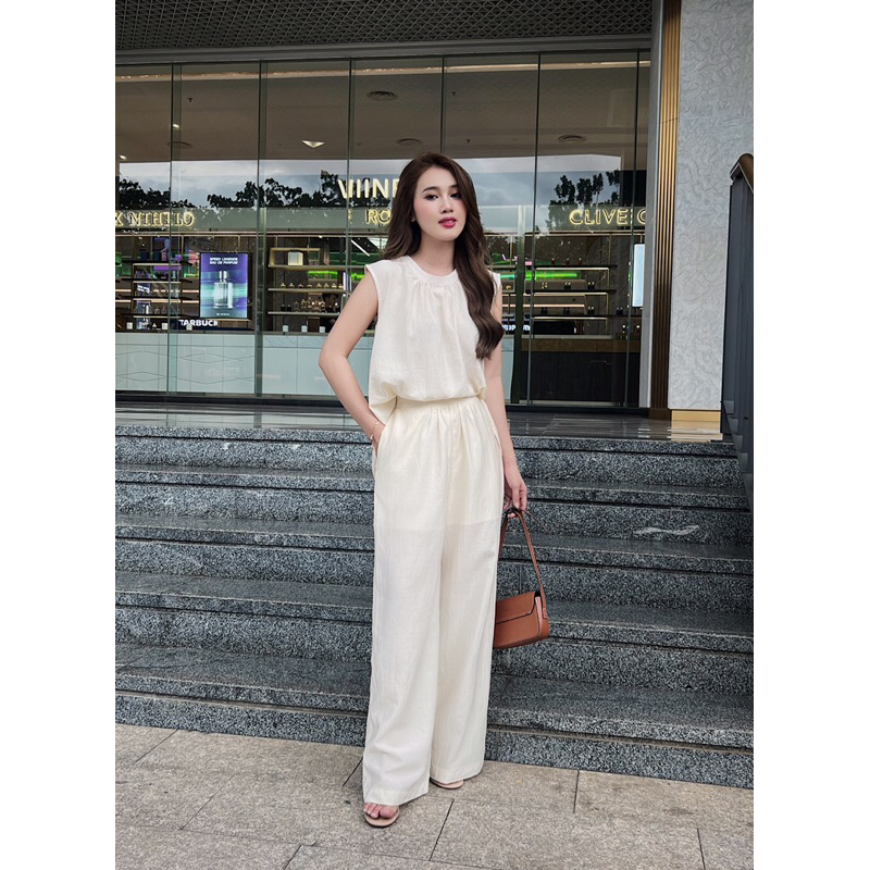 Quần Áo Nữ Hot Trend COLOUR - Set Áo form suông rộng mulet + quần suông lưng sau thun ( Chất tơ cát 