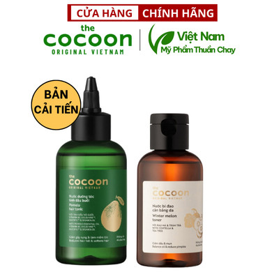 Combo Toner bí đao cân bằng da cocoon 140ml+Nước dưỡng tinh dầu xịt bưởi pomelo cocoon 140ml - Thuần Chay