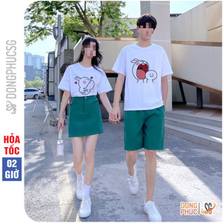 Áo cặp đôi nam nữ dễ thương thun cotton mềm mịn cổ tròn tay ngắn màu trắng AC111T | DONGPHUCSG